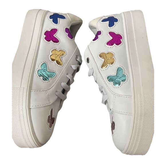 New Kurt Geiger Mini Lane Metallic Butterfly Sneaker Girls Size 2 Youth - Picture 5 of 6